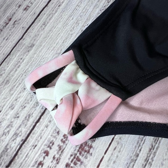 NWOT Black Bikini Swim Bottom with Pink and White Tie Die Accent - Picture 2 of 5